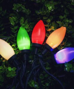 Alternative view of RECESKY C9 Christmas String Lights - 50 LED 32Ft Outdoor Smooth Bulb Light with Remote, 8 Modes Fairy Lighting for Patio Yard House Xmas Garland Christmas Tree Decorations, Multi Color Multicolor