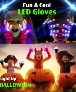 The Noodley LED Light Up Gloves for Kids Toys Games Outdoor Boy Girl Glow Dark Costume Autistic Child Teen Adult Sizes Black Small 27 71Ar9ldss0L