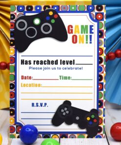 Alternative view of Game On! Video Gamer Birthday Party Fill In Invitations, 20 5"x7" Fill In Cards with Twenty White Envelopes by AmandaCreation