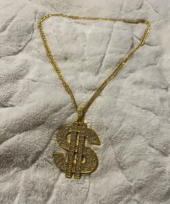 Tatuo 2 Pieces Plated Chain for Men with Dollar Sign Pendant Necklace, Hip Hop Dollar Necklace Blonde Trendy Style 25 71Asf3wzrkL