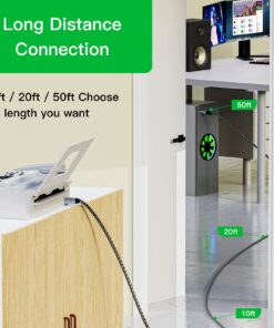 Ruaeoda Printer Cable 100 ft,Long USB Printer Cable Cord USB 2.0 Type A Male to B Male Printer Scanner USB B Cable Compatible with HP, Canon,Epson, Lexmark, Dell, Xerox, Samsung Etc 15 Meter - Gen3 100Ft 13 71AsfJesuL