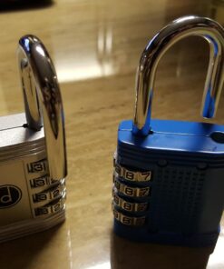 Padlock 4 Digit Combination Lock - for Gym School Locker, Outdoor Gate, Shed, Fence, and Storage - Weatherproof Metal - Keyless, Easy to Set, Resettable Locker Lock - Blue 27 71At2rmomxL