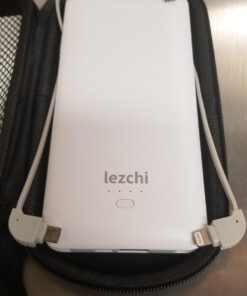 lezchi Portable Power Bank, Ultra Slim 10000mAh Portable Charger, USB C External Battery Pack with Built-in AC Plug, Charging Cable, Output Port, Compatible with All Kinds of Cellphones … White 38 71At57Mtv1L