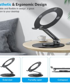 OMOTON Adjustable Laptop Stand with 360 Rotating Base, Ergonomic Laptop Riser for Collaborative Work, Dual Rotary Shaft Fully Foldable for Easy Storage, Fits All Laptops up to 16 inches, Black 13 71AtAC53MQL