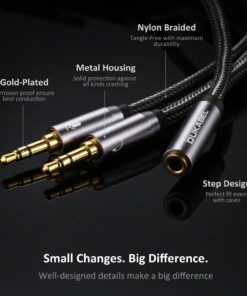Headset Splitter Cable, DUKABEL Gold-Plated & Strong Braided Y Splitter Audio Cable Separate Microphone Headphone Port Gaming Headset Splitter PC Earphone Adapter VoIP Phone -TopSeries (12inch / 30cm) 12 in/30 cm 19 71AtMLQ2tL 1