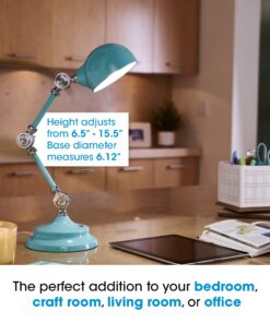 OttLite Revive LED Desk Lamp with ClearSun LED Technology, Turquoise – 3 Brightness Settings, Touch Activated Controls, USB Charging Port & 3 Adjustable Knobs for Precise Lighting - Great for Reading 12 71Atkkf RSL