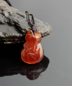 COOLSOME Women's Red Agate Fox Queen Pendant Necklace Grounding Stone Protection 26 71AuhctKDhL