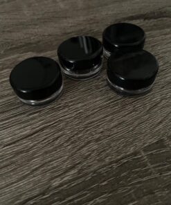 Houseables 3 Gram Jar, 3 ML, Black, 50 Pk, BPA Free, Cosmetic Sample Empty Container, Plastic, Round Pot, Screw Cap Lid, Small Tiny 3g Bottle, for Make Up, Eye Shadow, Nails, Powder, Paint, Jewelry 50 Count 42 71AvVA1ay6L