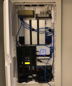 Legrand - OnQ Universal Wall Mounting Plate, Secure Devices in Structured Media Enclosure, Cable Management Box, 2 Velcro Hook and Loop Straps, Recessed Media Box to Organize Cable, Black, 36489601 Half Width Universal 20 71Aw3GfV9sL