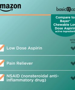 Amazon Basic Care Aspirin 81 mg Pain Reliever (NSAID) Chewable Tablets, Low Dose , Orange Flavor, 108 Count (3 Packs of 36) 36 Count (Pack of 3) 31 71Ax0uHhl9L