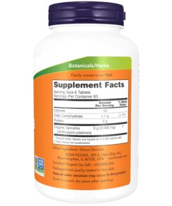 Alternative view of NOW Supplements, Organic Spirulina 500 mg with Vitamins, Minerals and GLA (Gamma-Linolenic Acid), 500 Tablets 500 Count (Pack of 1)