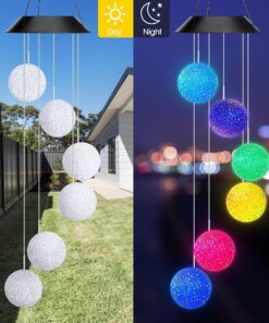 AceList Color Changing Solar Power Wind Chime Crystal Ball Wind Chime Wind Mobile Portable Waterproof Outdoor Windchime Light for Patio Yard Garden Home C-crystal Ball 18 71AzgfmcNcS