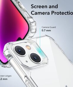 ESR for iPhone 14 Case/iPhone 13 Case, Military-Grade Protection, Shockproof Air-Guard Corners, Yellowing-Resistant Acrylic Back, Phone Case for iPhone 14/iPhone 13, Air Armor Case, Clear iPhone 14/13 22 71AzsNOUviL