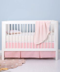TILLYOU Pink Pleated Crib Bed Skirt for Baby Boys Girls, 100% Natural Soft Dust Ruffle, Standard Nursery Bedding Toddler Bedskirt Solid, 14" Drop Cotton 15 71AzsaxgqkL