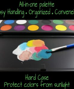 Mosaiz Facepaints Makeup Palette, Facepaint and Body Paint Set, Makeup Kit for Kids Party and Purim Costumes, Make up for Kids and Adults Professional, 18 Colors, 4 Metallic, 3 Brushes 30 Stencils 24 71B0ktTDMXL