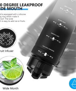 ZOUNICH Tritan BPA Free Water Bottle with Time Marker - 32oz/24oz/17oz Leakproof Motivational Sports Water Bottles to Ensure You Drink Enough Water Throughout The Day for Fitness and Outdoor Activity 1000ml/32oz Black/White Gradient 8 71B0rx3wSsL 1