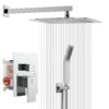 SR SUN RISE SRSH-F5043 Bathroom Luxury Rain Mixer Combo Set Wall Mounted Rainfall Shower Head System Polished Chrome, (Contain Faucet Rough-in Valve Body and Trim) 10"- Modern 30 71B1UrZZYKL