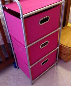 Honey-Can-Do 3 Drawer Rolling Cart - Pink CRT-02348 Pink, 11.5 in L x 16.125 in W x 35.5 in H (29.2 cm L x 41 cm W x 90.2 cm H) 21 71B1acNHLwL