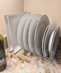 Spectrum Diversified Euro Kitchen Organizer for Plates, Cutting Boards, Bakeware Cooling Racks, Pots & Pans, Serving Trays, Reusable Containers, and Lids, Satin Nickel 13.5" x 4.5" x 4.25" 42 71B1xDNQL