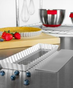 Fat Daddio's PFT-1375 Rectangle Fluted Tart Pan, 13.75 x 4.25 Inch 14 71B2EF2 3L