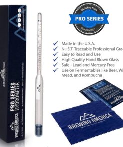 Brewing America American-Made Specific Gravity Hydrometer Alcohol ABV Tester - Pro Series Fermentation Testing Homebrew: Beer, Wine, Cider, Mead - Triple Scale Hydrometer 13 71B2Y5BvYfL