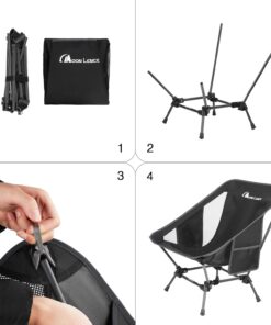 MOON LENCE Camping Chairs, Compact Backpacking Chair Lawn Chair with Side Pockets Portable Lightweight Heavy Duty Small Folding Chair for Hiking & Beach & Fishing Black 31 71B31cVGp5L