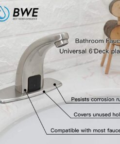 BWE Stainless Steel Deck Plate 6" Sink Hole Cover for Brushed Nickel Bathroom Sink Faucet 1 or 3 Hole Vessel Vanity Basin Outside Cover Cap Oval Commercial 12 71B3AXvqmKS