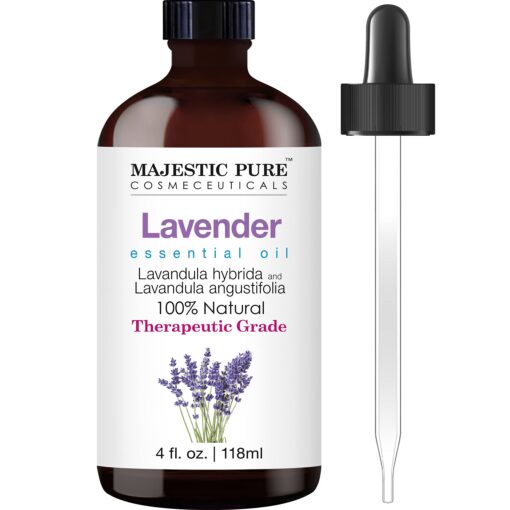 Majestic Pure Lavender Essential Oil with Premium Grade, for Aromatherapy, Massage and Topical uses, 4 fl oz 4 Fl Oz (Pack of 1)