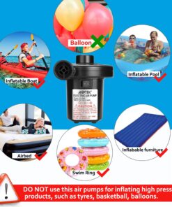AGPTEK Electric Air Pump with 3 Nozzles, 110V AC/12V DC, Portable Quick-Fill Perfect Inflator/Deflator Pumps for Outdoor Camping, Inflatable Cushions, Air Mattress Beds, Boats, Swimming Ring 20 71B3ys484L