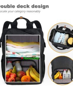 Hap Tim Diaper Bag Backpack,Large Capacity Travel Back Pack Maternity Baby Nappy Changing Bags, Double Compartments with Stroller Straps,Waterproof,Black (US7340-DG) Dark Grey 48 71B5QYhWCuL