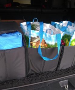 Cargo Foldable Multi Compartment Fabric Car Truck Van SUV Storage Basket Trunk Organizer and Cooler Set,Black,AK-018 Black 31 71B61UdNTL