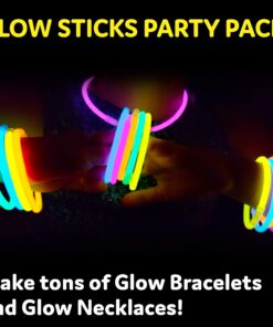 PartySticks Glow Sticks Jewelry Bulk Party Favors 300pk and Connectors - 8" Glow in The Dark Party Supplies, Neon Party Glow Necklaces and Glow Bracelets for Kids and Adults 300 Pack 19 71B7avKeigL