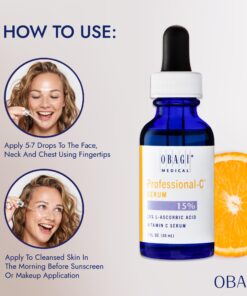 Obagi Professional C Serum 15%, Vitamin C Facial Serum with Concentrated 15% L Ascorbic Acid for Normal to Oily Skin 1.0 Fl Oz 1 Fl Oz (Pack of 1) 12 71B8Do9w6eL