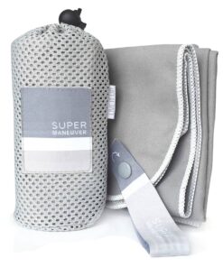Super Towel for Sports, Beach & Travel — Lightweight, Compact, Absorbent, Quick-Drying, Soft Microfiber Suede — Awesome for pool, gym, yoga, bath, camping (Medium 40x20", Extra Large 60x32") Gray+white Medium (20x40")