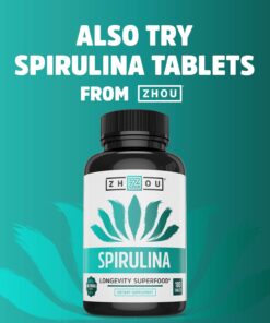 Zhou Spirulina Powder, Nutrient Rich Superfood, California Grown, 100% Pure, Vegan, Gluten Free, Non-GMO, Non-Irradiated, Perfect for Smoothies, Juices, 48 Servings, 6 oz 20 71B9YixUoGL