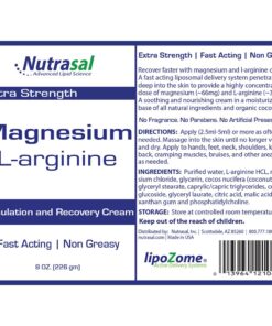 Nutrasal Magnesium L-Arginine Cream Nitric Oxide Blood Flow Circulation Lotion Supplement for Men and Women Bottle 8 oz 11 71BBPd9E4TL