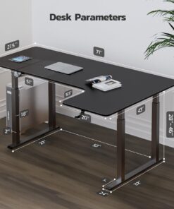 Dripex Standing Desk, 63"/ 71" L Shaped Desk Adjustable Height, Electric Corner Stand Up Desk Large Home Office Desk Computer Workstation, Dual Motor Sit Stand Desk 4 Legs, Super Stable Black 71 x 43 inch 13 71BC ERFLkL