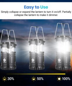 Etekcity Camping Lantern for Emergency Light Hurricane Supplies, Accessories Gear Tent Lights, Lanterns Battery Powered LED for Power Outages, Survival Kits, Operated Lamp, 4 Pack,Black 30 71BEJtpQsbL