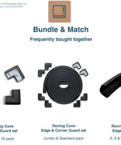 RovingCove Edge Corner Protector Baby Proofing (Large 18ft Edge 8 Corners), Hefty-Fit Heavy-Duty, Soft NBR Rubber Foam, Furniture Fireplace Safety Bumper Guard, 3M Adhesive, Onyx Black 18 feet 35 71BEKHOUcYL
