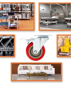 Online Best Service 4 Pack Caster Wheels Swivel Plate On Red Polyurethane Wheels (4 inch with Brake) 4 inch with Brake 26 71BEpitgiTS