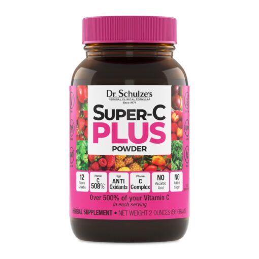 Dr. Schulze's | Super-C Plus Powder | Vitamin C Complex | Clinical Herbal Formula | Dietary Supplement | Immune Support | May Increase Collagen Formation & Iron Absorption | 2 oz Bottle