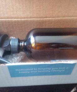 Empty Amber Glass Spray Bottle - Large 16 oz Refillable Container is Great for Essential Oils, Homemade Cleaning Products, Aromatherapy - Durable Black Trigger Sprayer w/ Mist and Stream Setting 32 71BFPSPVBrL