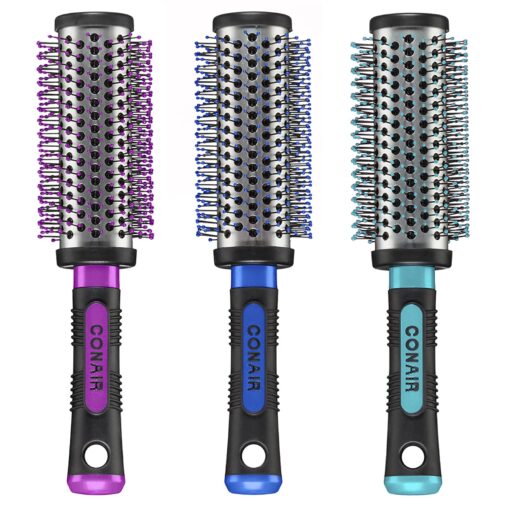 Conair Salon Results Professional Large Hot Curling Round Hair Brush with Nylon Bristles and Rubber-Grip Handle for Blow-Dry Styling (Colors and Packaging Vary), 1 Count Single Brush Large Metal Round Brush