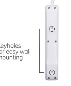 GE 6-Outlet Power Strip 2 Pack, 2 Ft Extension Cord, On/Off Switch, Integrated Circuit Breaker, Heavy Duty, UL Listed, White, 14087 8 71BGtrGYkL