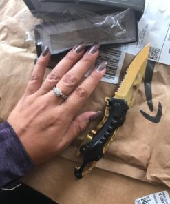 MTECH USA MT-A705 Series – Spring Assisted Folding Knife, Pocket Clip, Tactical, EDC, Self Defense Black/Gold 4.5-inch closed 40 71BHexUsN1L