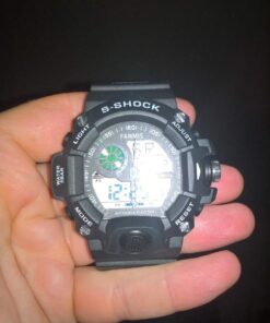 FANMIS Mens Analog Digital Dual Display Sports Watches Military Multifunctional 50M Waterproof LED Watch with Alarm Stopwatch Backlight 12H/24H Outdoor Running Swimming Black 44 71BIbOQGvxL