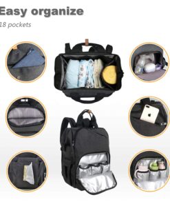 Hap Tim Diaper Bag Backpack,Large Capacity Travel Back Pack Maternity Baby Nappy Changing Bags, Double Compartments with Stroller Straps,Waterproof,Black (US7340-DG) Dark Grey 47 71BIbhYwK8L