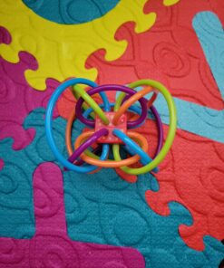 Manhattan Toy Winkel Rattle & Sensory Teether Toy, Blue/Green/Orange, 5 Inch x 4 Inch x 3.5 Inch 33 71BIznBAzRL