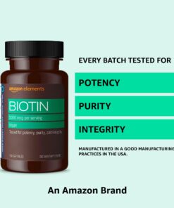 Amazon Elements Vegan Biotin 5000 mcg - Hair, Skin, Nails, 130 Capsules (4 month supply) (Packaging may vary) 27 71BJInkMjmL