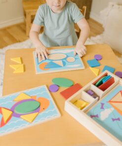 Alternative view of Melissa & Doug Beginner Wooden Pattern Blocks Educational Toy With 5 Double-Sided Scenes and 30 Shapes